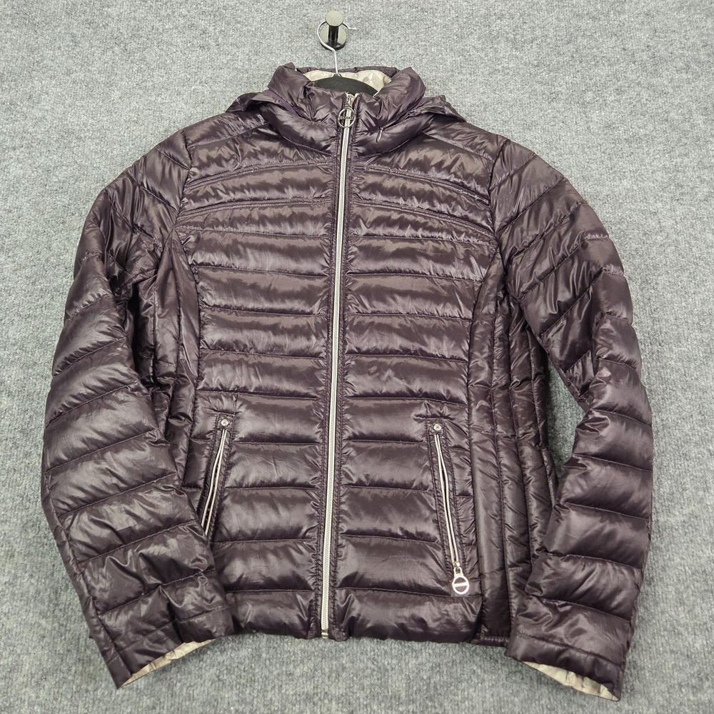 Laundry By Shelli Segal Jacket Womens Medium Purple Hooded Down Puffer Quilted